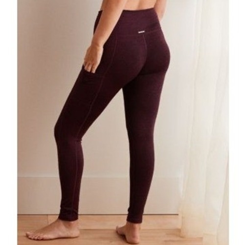 Aerie Chill Play Move High Waisted Pocket Leggings Burgundy Heather Womens XS